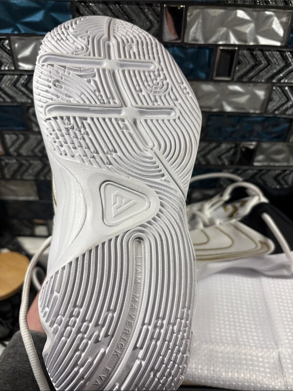 Nike Kids White Black Gold Sneakers